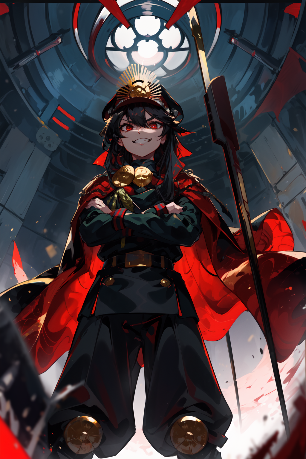 01023-1536978791-masterpiece,best quality,1girl,ArcherNobu,Nobu Military Uniform,evil grin,standing,crossed arms,harquebus,from below,_lora_FateN.png